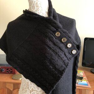 Black knit button scarf